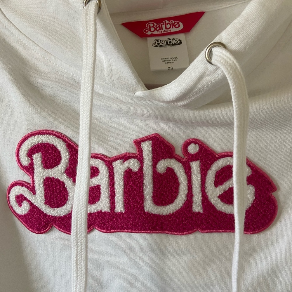 Barbie Sweatshirt Hoodie Size XS Pink And White - Picture 4 of 4